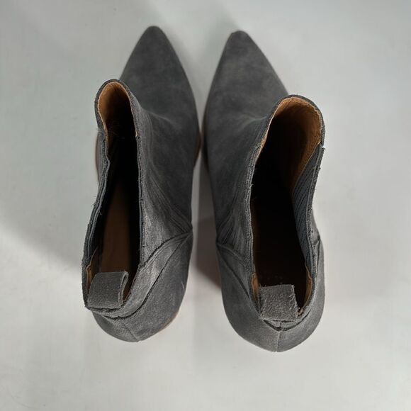 Marc Fisher Gray Suede Pointy Toe Bootie Size 9.5 Cowboy Boots - Picture 6 of 11